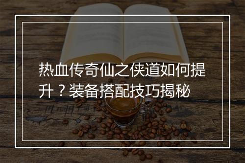 热血传奇仙之侠道如何提升？装备搭配技巧揭秘