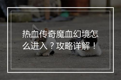 热血传奇魔血幻境怎么进入？攻略详解！