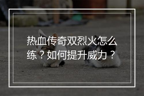 热血传奇双烈火怎么练？如何提升威力？