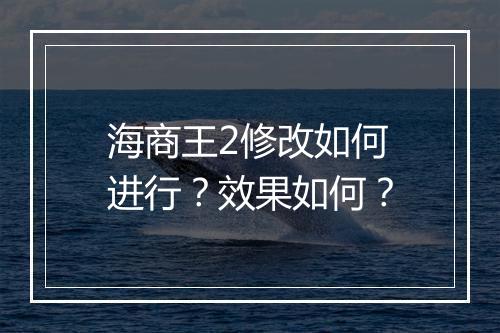 海商王2修改如何进行？效果如何？