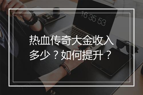 热血传奇大金收入多少？如何提升？