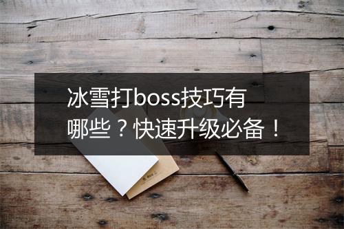 冰雪打boss技巧有哪些？快速升级必备！