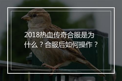 2018热血传奇合服是为什么？合服后如何操作？