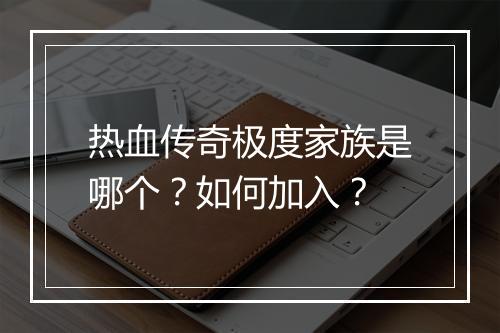 热血传奇极度家族是哪个？如何加入？