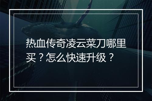 热血传奇凌云菜刀哪里买？怎么快速升级？