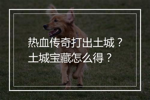 热血传奇打出土城？土城宝藏怎么得？