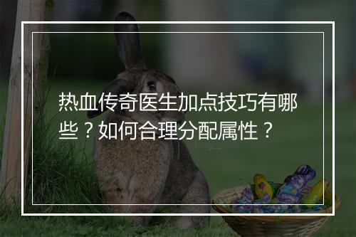 热血传奇医生加点技巧有哪些？如何合理分配属性？