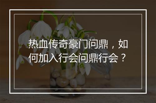 热血传奇豪门问鼎，如何加入行会问鼎行会？
