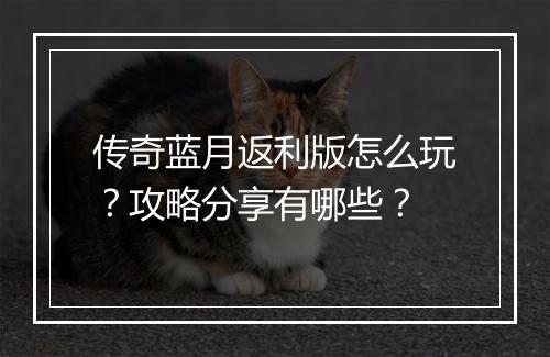 传奇蓝月返利版怎么玩？攻略分享有哪些？