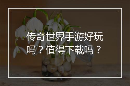 传奇世界手游好玩吗？值得下载吗？