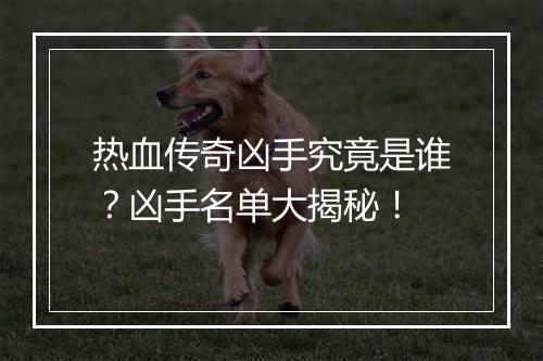 热血传奇凶手究竟是谁？凶手名单大揭秘！