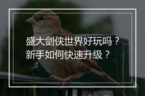 盛大剑侠世界好玩吗？新手如何快速升级？