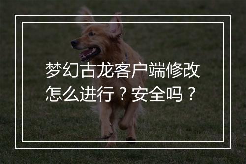 梦幻古龙客户端修改怎么进行？安全吗？