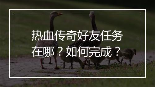 热血传奇好友任务在哪？如何完成？