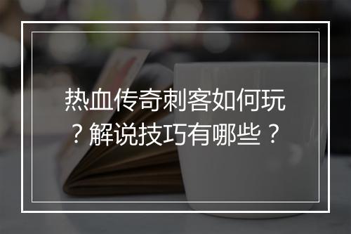 热血传奇刺客如何玩？解说技巧有哪些？