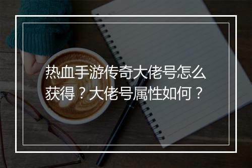 热血手游传奇大佬号怎么获得？大佬号属性如何？