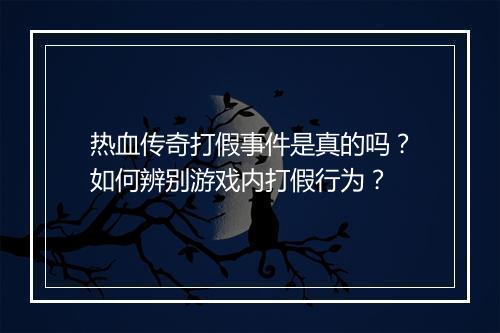 热血传奇打假事件是真的吗？如何辨别游戏内打假行为？