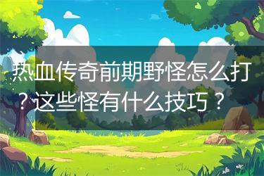 热血传奇前期野怪怎么打？这些怪有什么技巧？