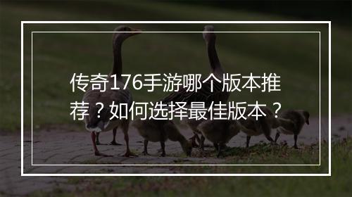 传奇176手游哪个版本推荐？如何选择最佳版本？