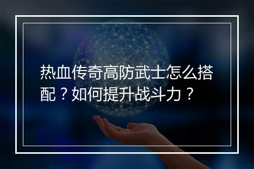 热血传奇高防武士怎么搭配？如何提升战斗力？