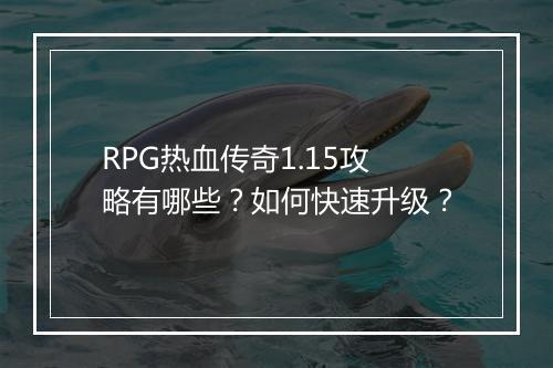 RPG热血传奇1.15攻略有哪些？如何快速升级？
