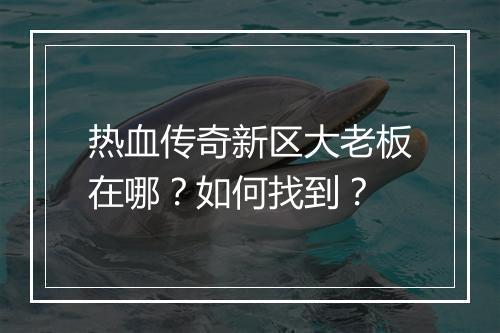 热血传奇新区大老板在哪？如何找到？