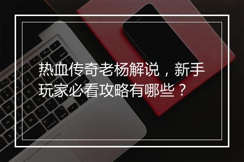 热血传奇老杨解说，新手玩家必看攻略有哪些？