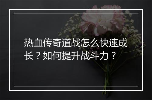 热血传奇道战怎么快速成长？如何提升战斗力？