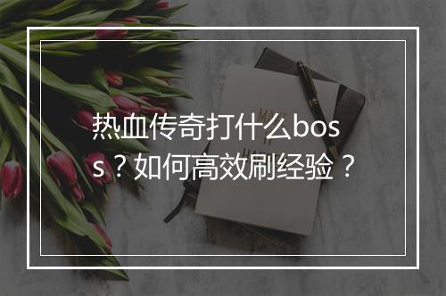 热血传奇打什么boss？如何高效刷经验？