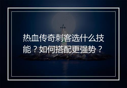 热血传奇刺客选什么技能？如何搭配更强势？