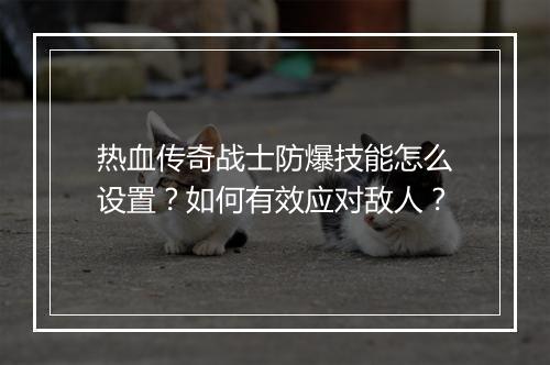热血传奇战士防爆技能怎么设置？如何有效应对敌人？