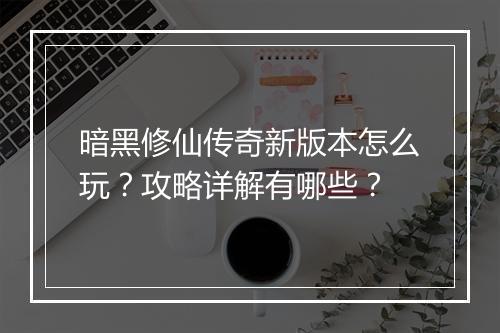 暗黑修仙传奇新版本怎么玩？攻略详解有哪些？