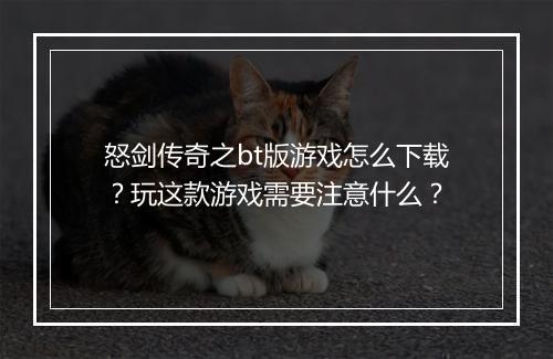 怒剑传奇之bt版游戏怎么下载？玩这款游戏需要注意什么？