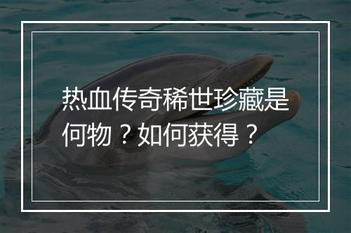 热血传奇稀世珍藏是何物？如何获得？