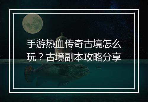 手游热血传奇古境怎么玩？古境副本攻略分享