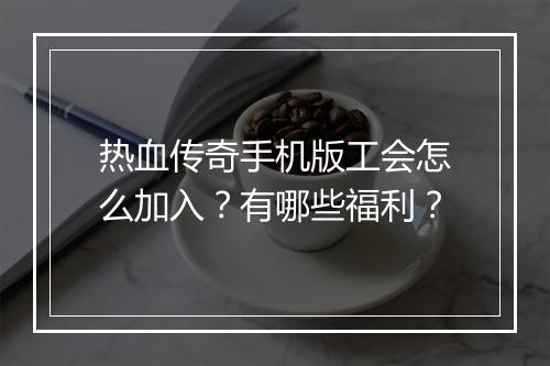 热血传奇手机版工会怎么加入？有哪些福利？