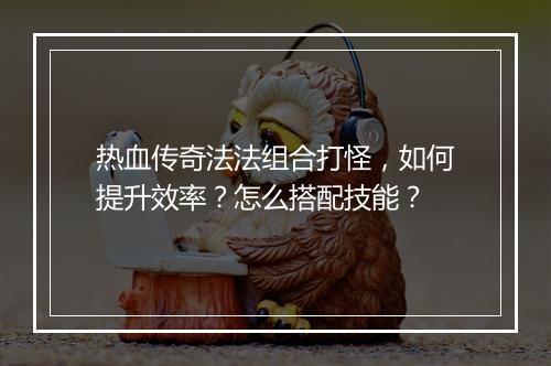 热血传奇法法组合打怪，如何提升效率？怎么搭配技能？
