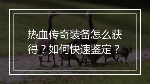 热血传奇装备怎么获得？如何快速鉴定？