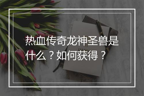 热血传奇龙神圣兽是什么？如何获得？