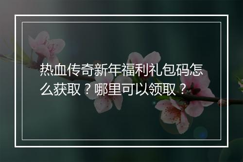 热血传奇新年福利礼包码怎么获取？哪里可以领取？