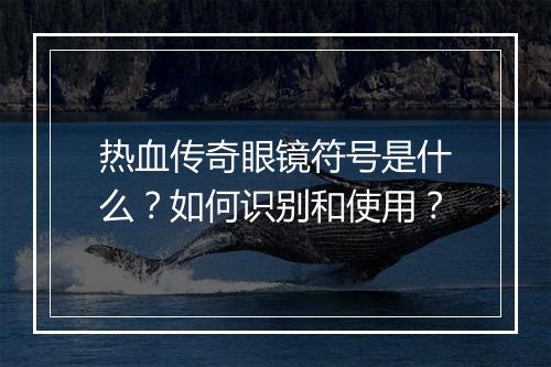 热血传奇眼镜符号是什么？如何识别和使用？