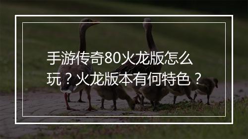 手游传奇80火龙版怎么玩？火龙版本有何特色？