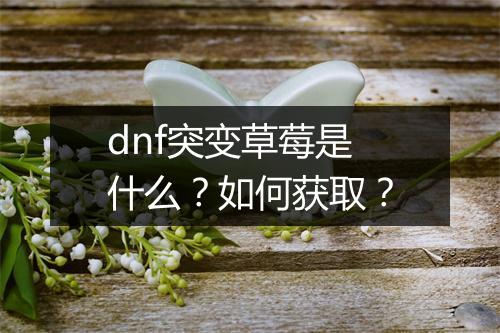 dnf突变草莓是什么？如何获取？