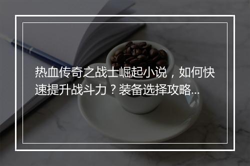 热血传奇之战士崛起小说，如何快速提升战斗力？装备选择攻略揭秘！