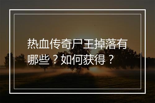 热血传奇尸王掉落有哪些？如何获得？