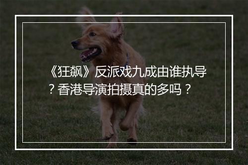 《狂飙》反派戏九成由谁执导？香港导演拍摄真的多吗？
