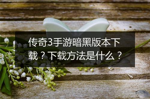 传奇3手游暗黑版本下载？下载方法是什么？