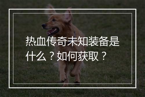 热血传奇未知装备是什么？如何获取？