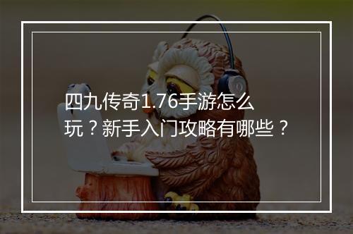 四九传奇1.76手游怎么玩？新手入门攻略有哪些？