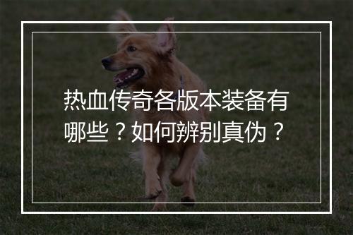 热血传奇各版本装备有哪些？如何辨别真伪？